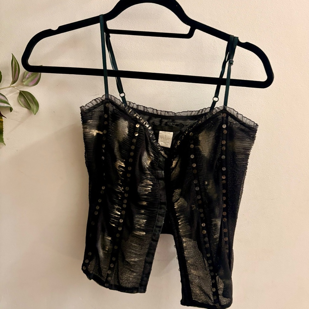 VINTAGE SHEER GUESS COLLECTION BUSTIER TOP HOOK CLOSURE SZ 8